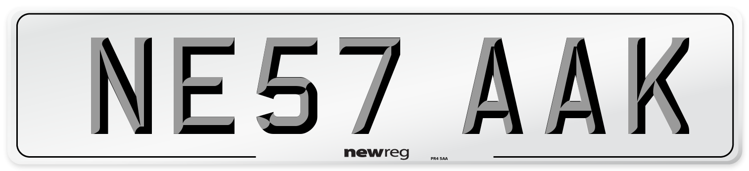 NE57 AAK Number Plate from New Reg